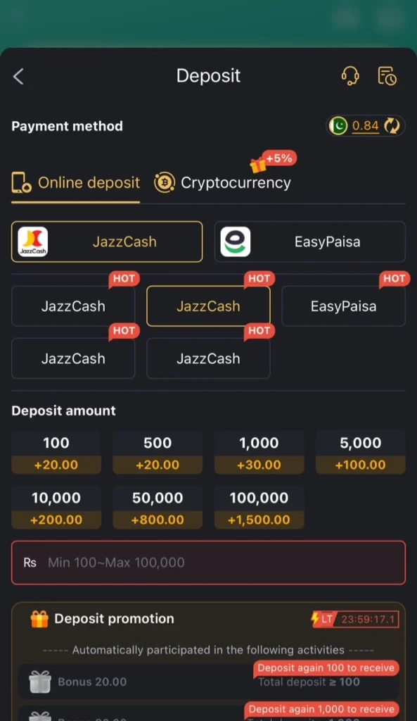 M999 deposit amount