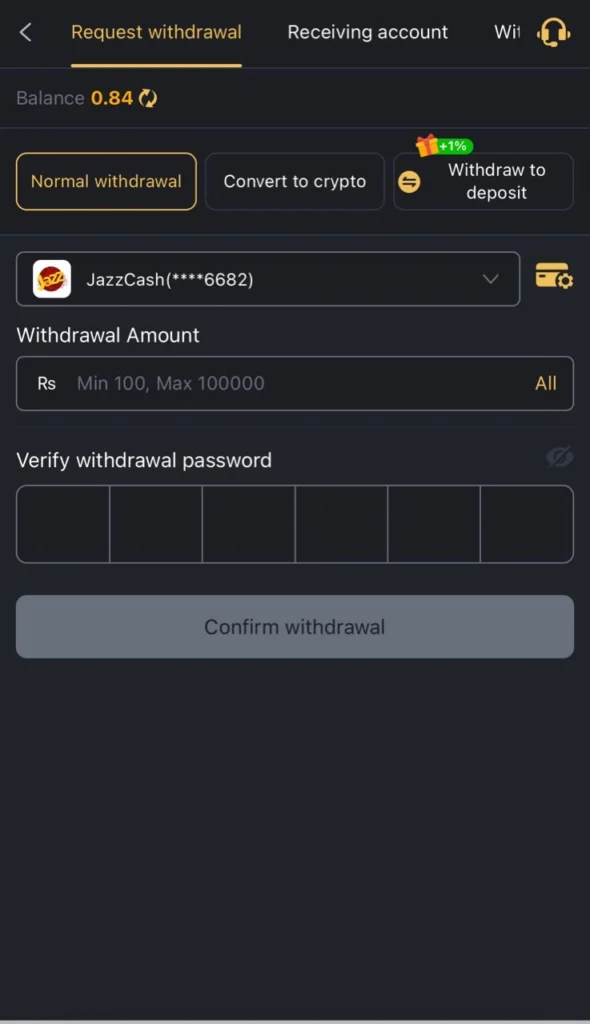 M999 Game withdraw amount